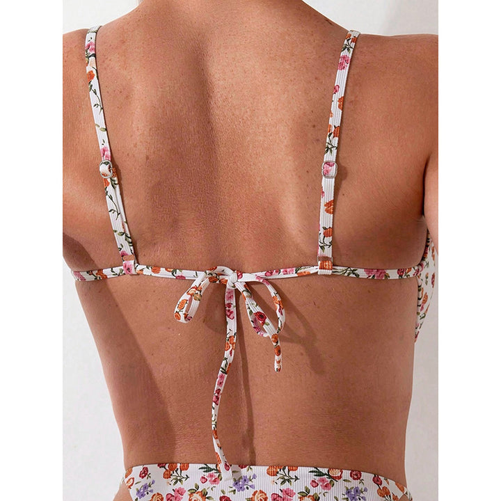 Damer trekant-bikini med blomsterakse og justerbare stropper Skovae