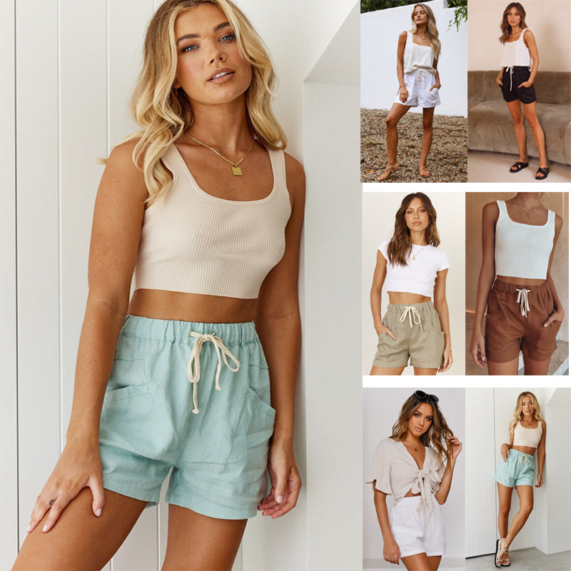 Dame Lettere Fritidsshorts med justerbar snor og sidelommer Stilla