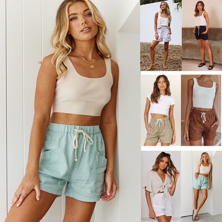 Dame Lettere Fritidsshorts med justerbar snor og sidelommer Stilla