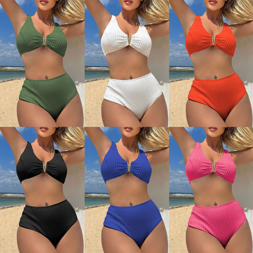 Dame Bikini-sæt med raffineret V-udskæring og høj talje Stilla