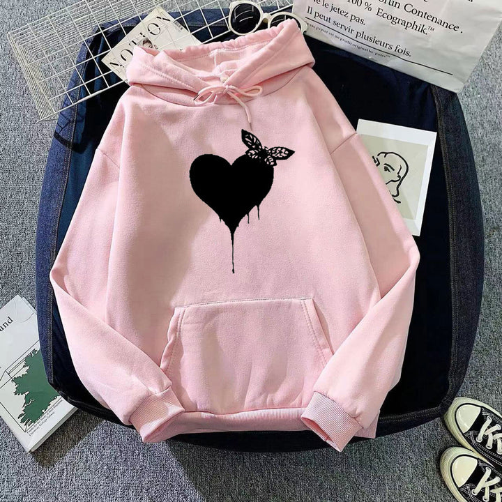 Kvinders hoodie med kreativ hjerte design Skovae