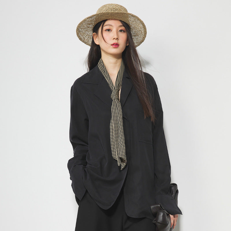 Dame Løs Oversized Blazer med stilfuld krave og praktiske detaljer Stilla