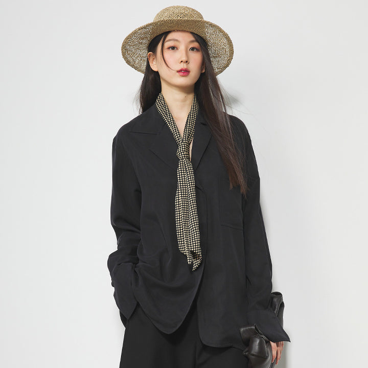 Dame Løs Oversized Blazer med stilfuld krave og praktiske detaljer Stilla