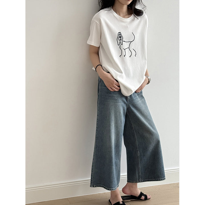Dame T-shirt med unikt dyreprint Stilla