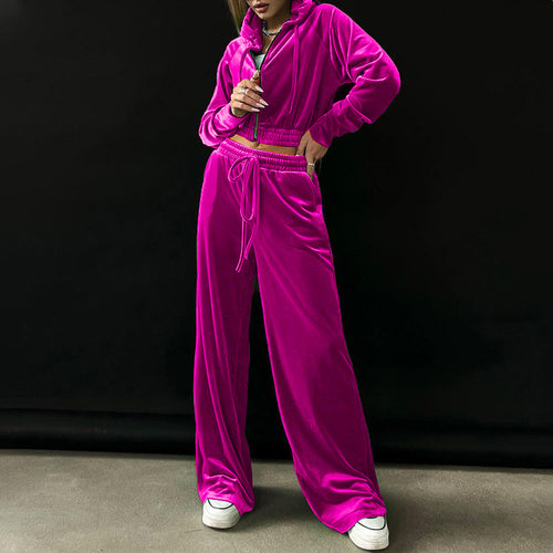 Damer sporty velour joggingdragt med høj talje Stilla