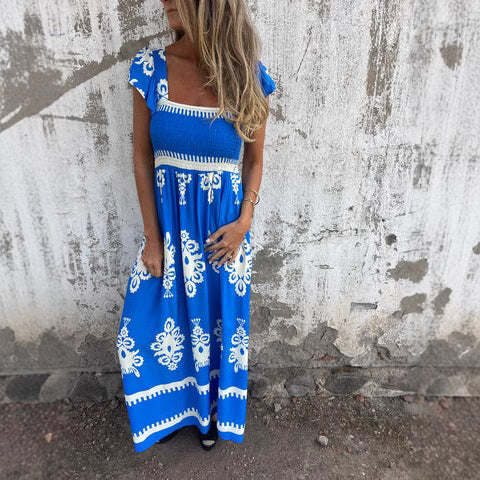 Dame Boho-Chic Firkantet Udsnit Maxikjole Stilla