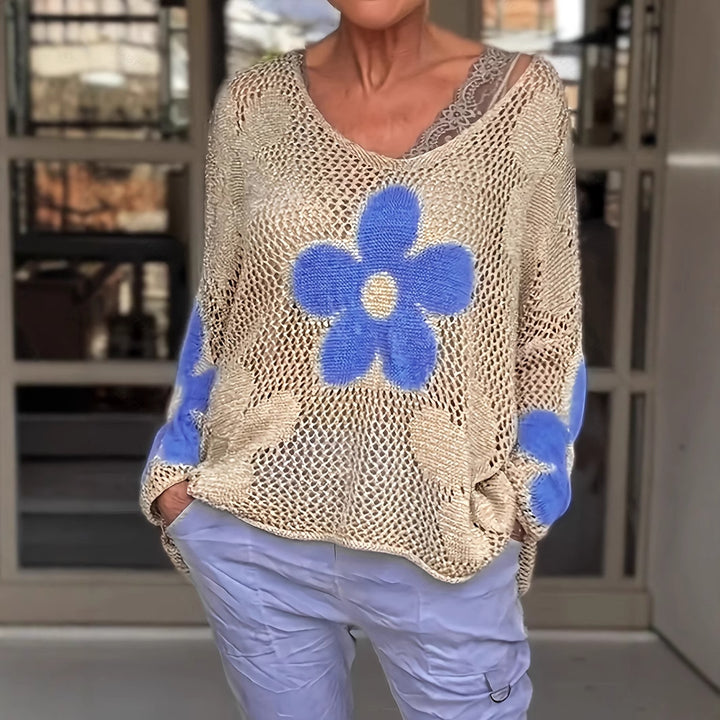 Dame nettrøje med farverigt blomsterdesign Stilla