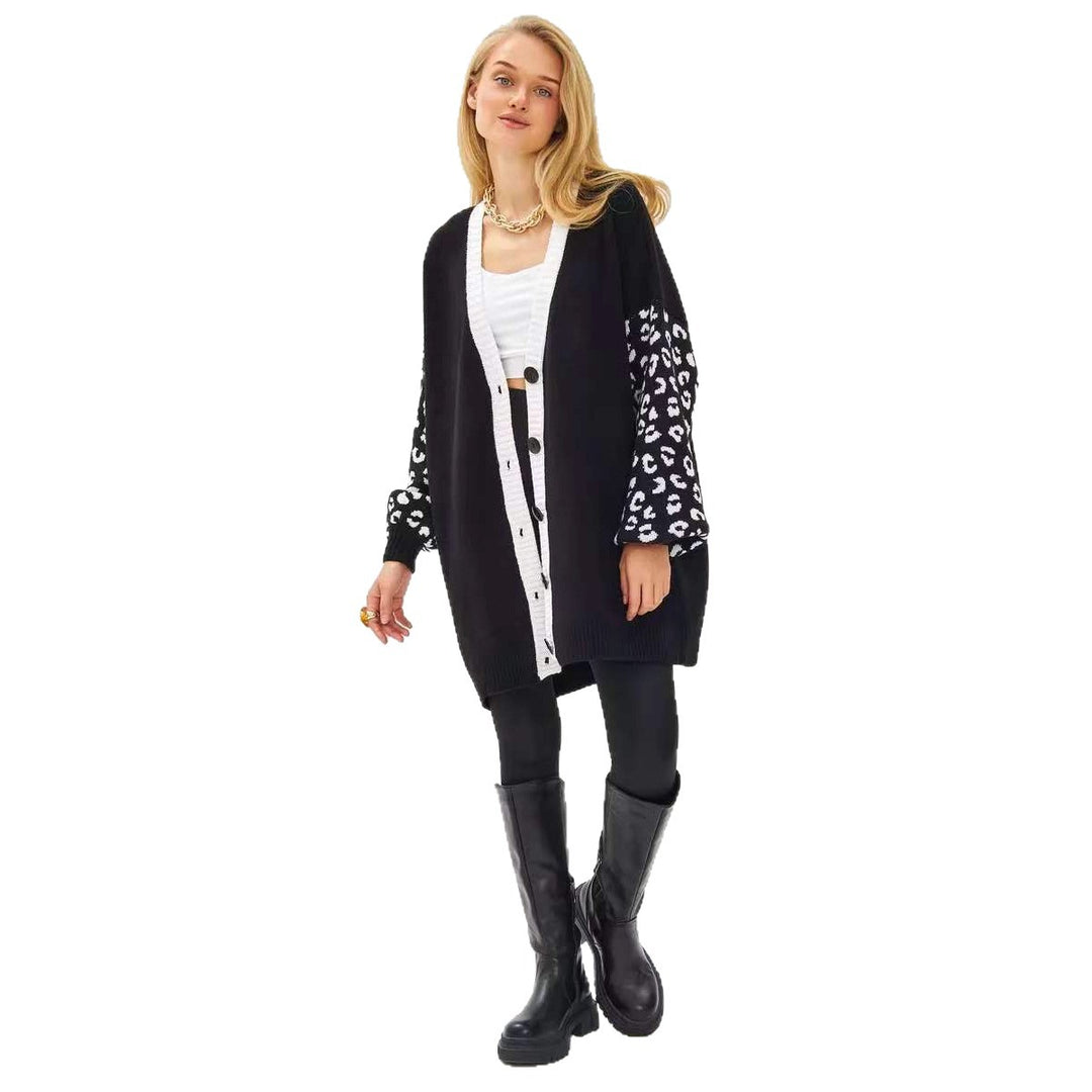 Kvinders fashionable strikket cardigan med suedærmer Stilla