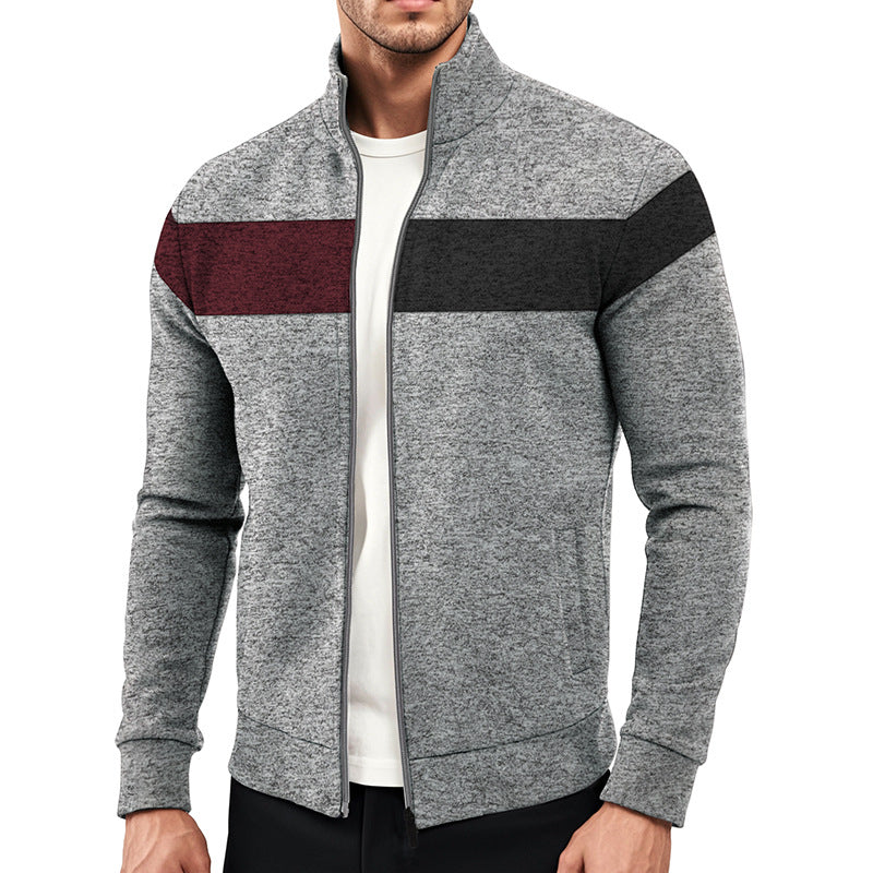 Herren sporty Zip-jakke med moderne farvekontakter og høj krave Stilla