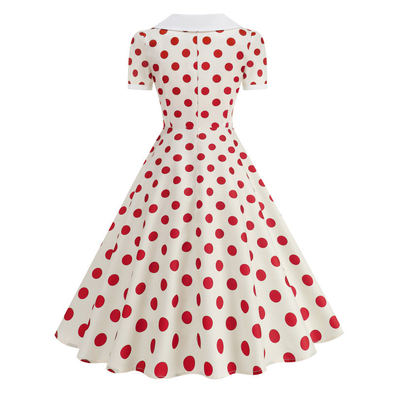 Dame Retro Maxikjole med Krave og Dots Skovae