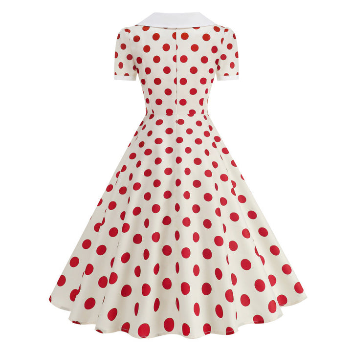 Dame Retro Maxikjole med Krave og Dots Skovae