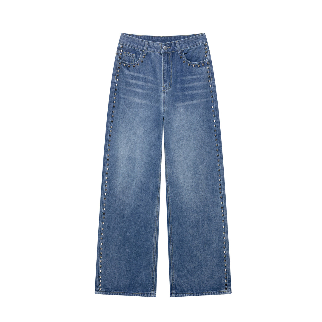 Dame Bred Jeans med Smykke Detaljer Stilla