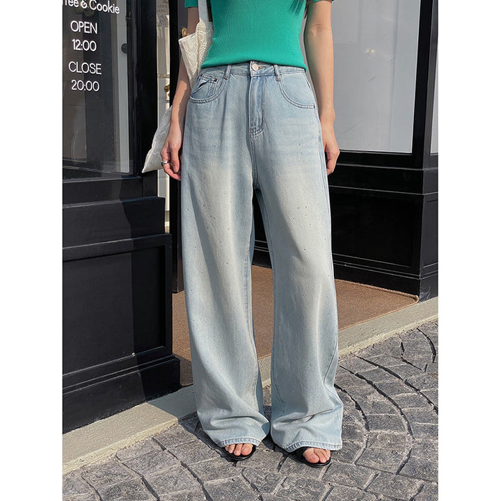 Dame vidde High-Waist Jeans i casual snit og moderigtig vintage-look Stilla