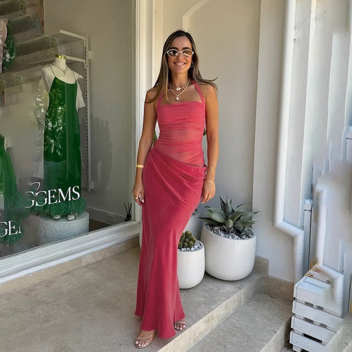Dame elegant wrap kjole med off-shoulder design og flydende stof Skovae
