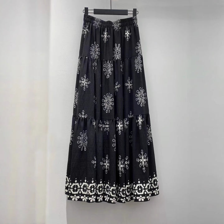 Femme Bohemian Broderet Maxi-Nederdel Stilla