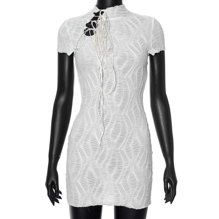 Femme Højhalset Bodycon Mini Kjole med detaljeret udskæring Stilla