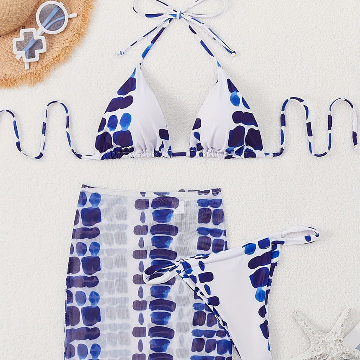 Dame Triangel-Bikini med fashionable overrock Stilla