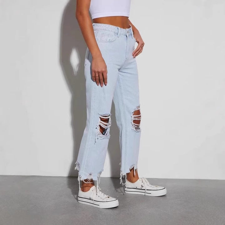 Kvinders Zestroyed Jeans med Løs Pasform og Frække Riv Stilla