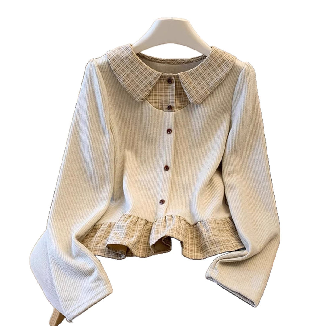 Kvindernes fashionable strikket sweater med skjorte bluse detaljer Stilla