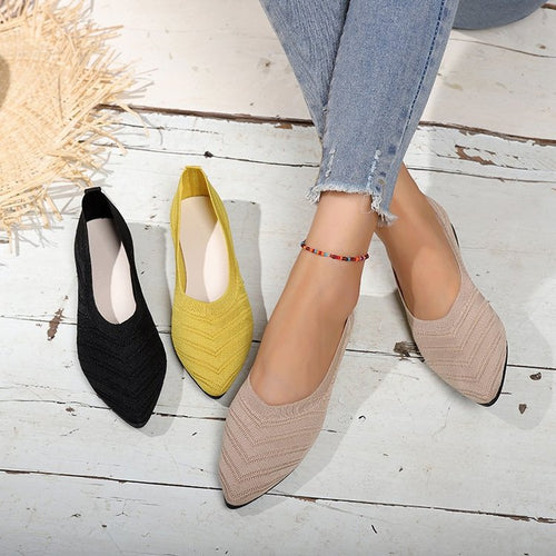 Dame elegante spidse Ballerinas med fashionabel strikdesign Stilla