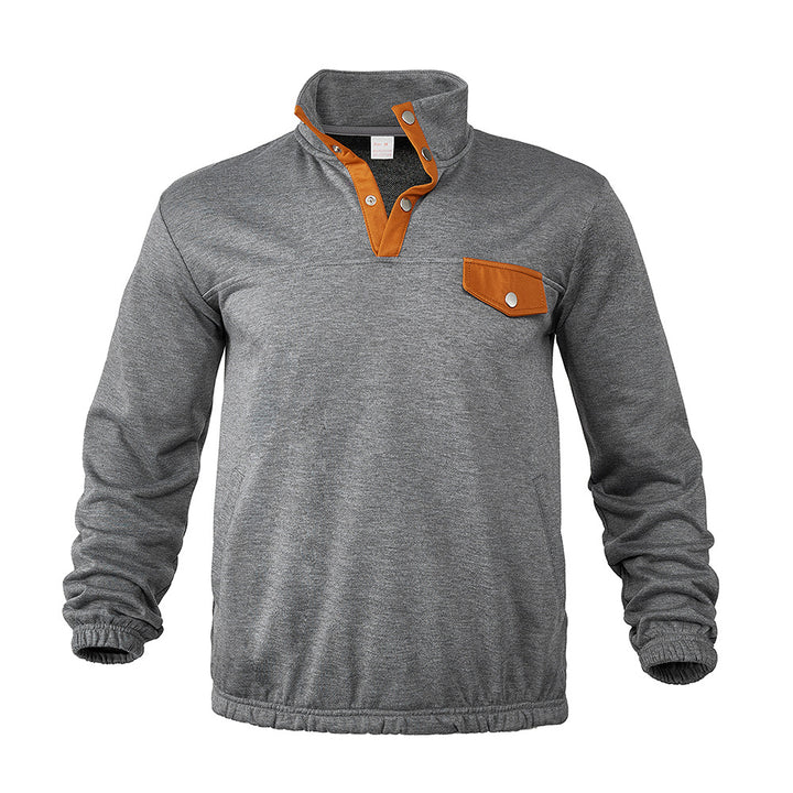 Herre [moderne fleece-pullover med ståkrave og praktisk knaplukning] Stilla