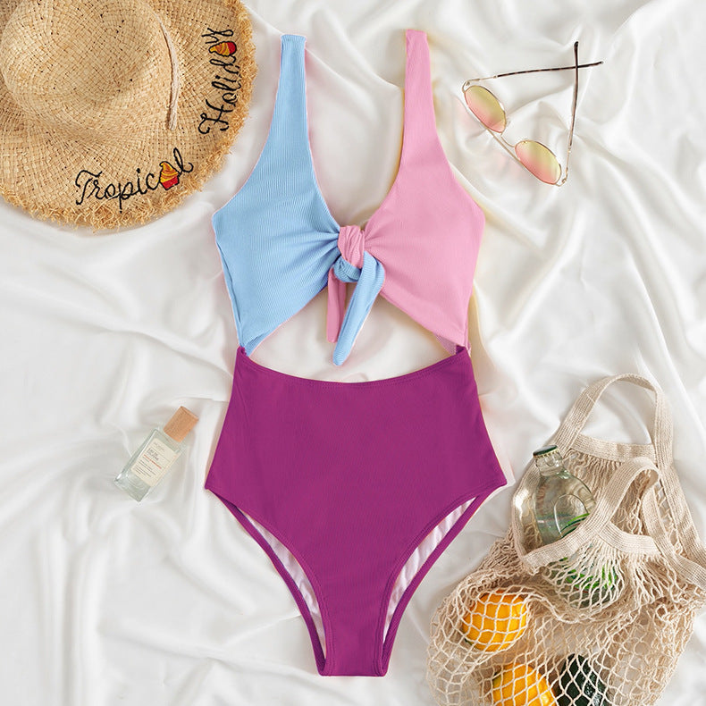 Dame One-piece badedragt med stilfuld knude design Skovae