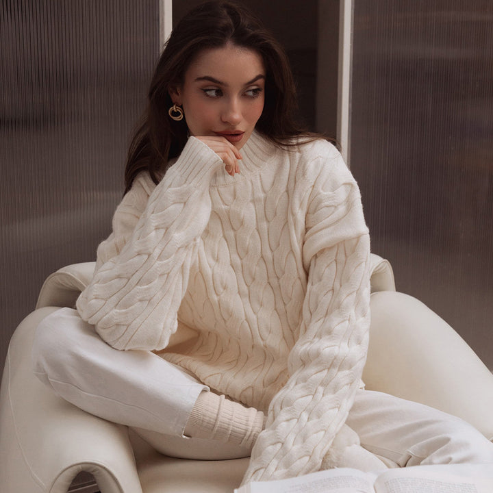 Kvinders strikket sweater med bølgemønster Stilla
