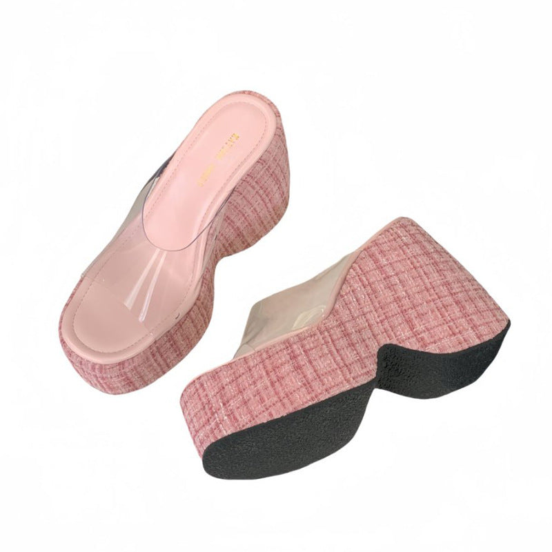 Dame mode Wedge-sandaler med gennemsigtigt forblad og struktureret plateau Stilla