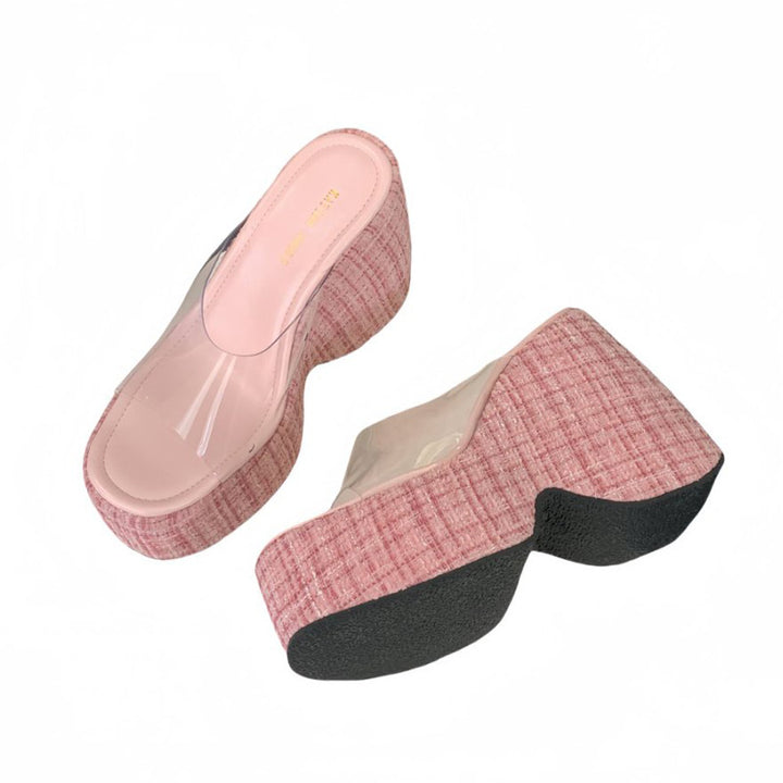 Dame mode Wedge-sandaler med gennemsigtigt forblad og struktureret plateau Stilla