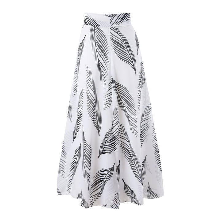 Femme High-Neck Bladtryk Bikini-Sæt med Sarong-Indpakning Stilla