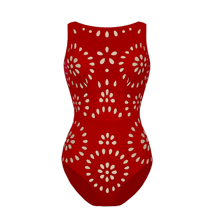 Dame heldragt badedragt med usædvanligt cut-out-design og dekorative mønstre Stilla