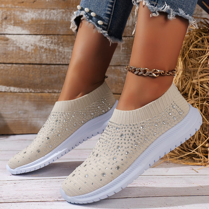 Dame mode sneakers med glimmer-detaljer og elastisk pasform Stilla