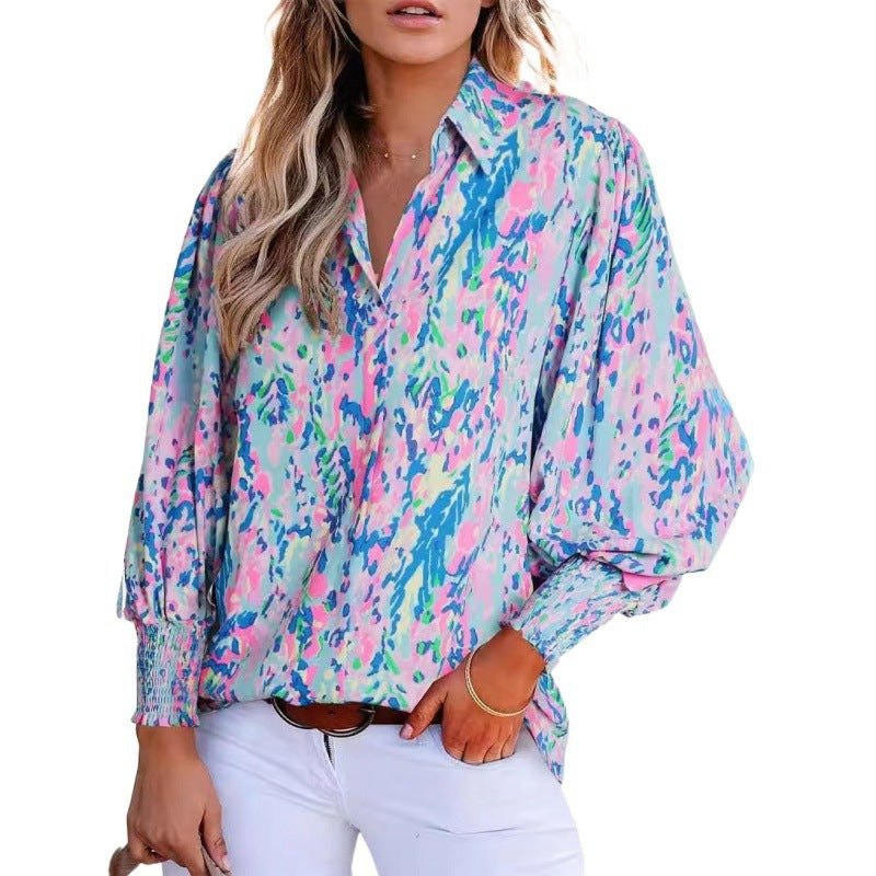 Dame Floral Print Button-Up Bluse Stilla