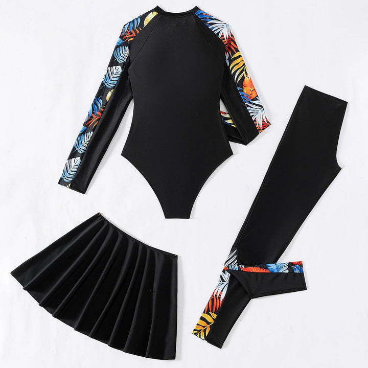 Dame Sporty Badedragt med lange ærmer og skirt Stilla