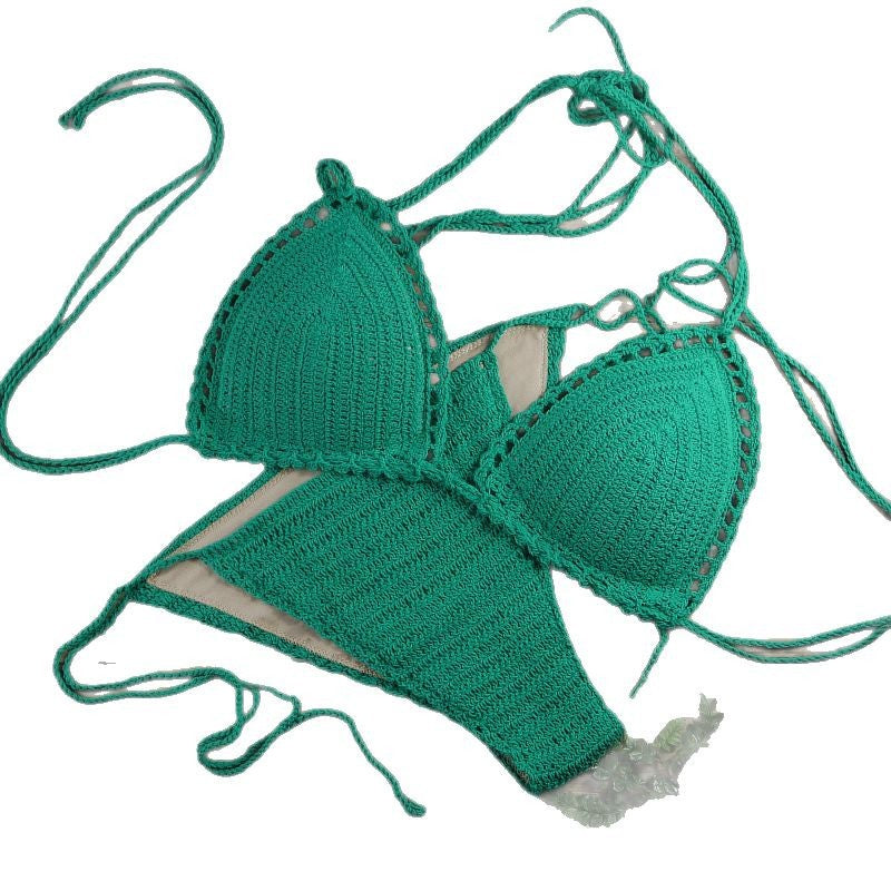 Dame triangel-bikini med hæklede detaljer Stilla