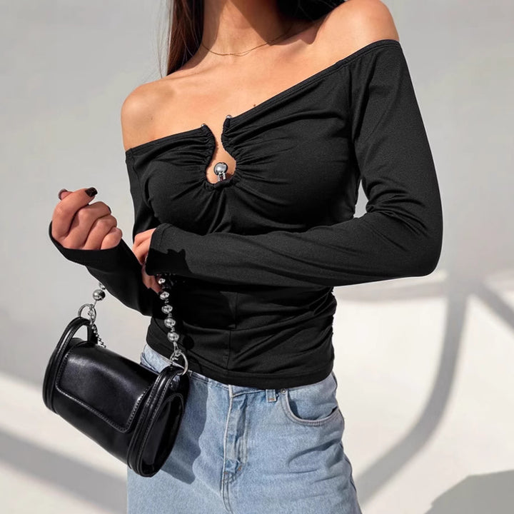 Dame Off-Shoulder Top med Rynke og Elegant Detalje Stilla