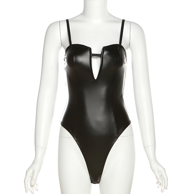 Dame elegant bodysuit med dyb V-udskæring og justerbare stropper Stilla