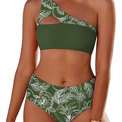 Dame asymmetrisk skåret floral bikini-sæt Stilla