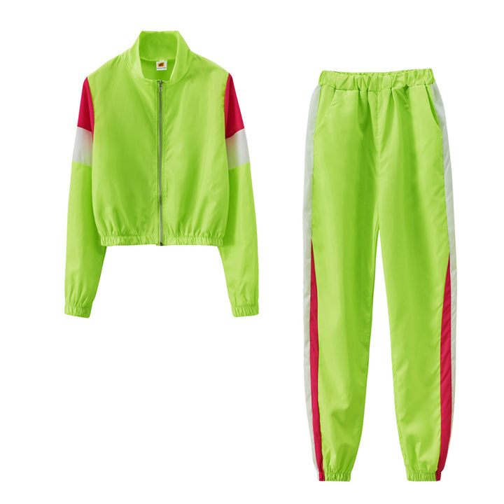 Kvinders sporty track sæt med fashionable høj krave og elastiske manchetter