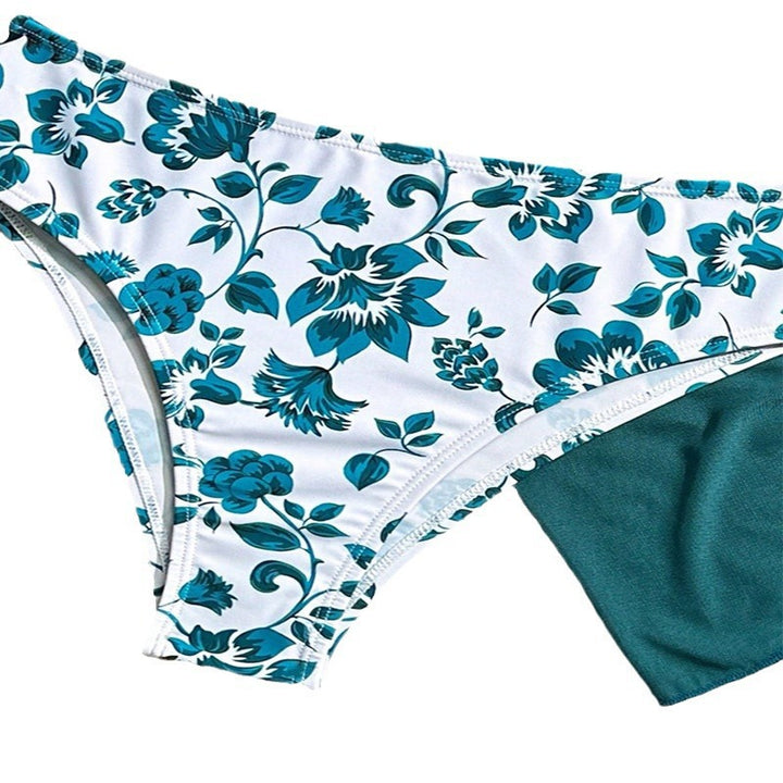 Dame triangel-bikini med elegant indpakningsskørt Skovae