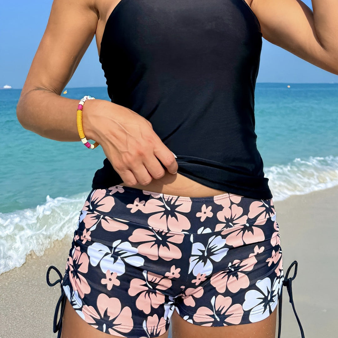 Dame Tankini-sæt med afslappet top og højtaljede shorts Skovae