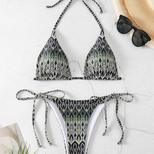 Dame trianglet bikini med legende slangemønster Skovae
