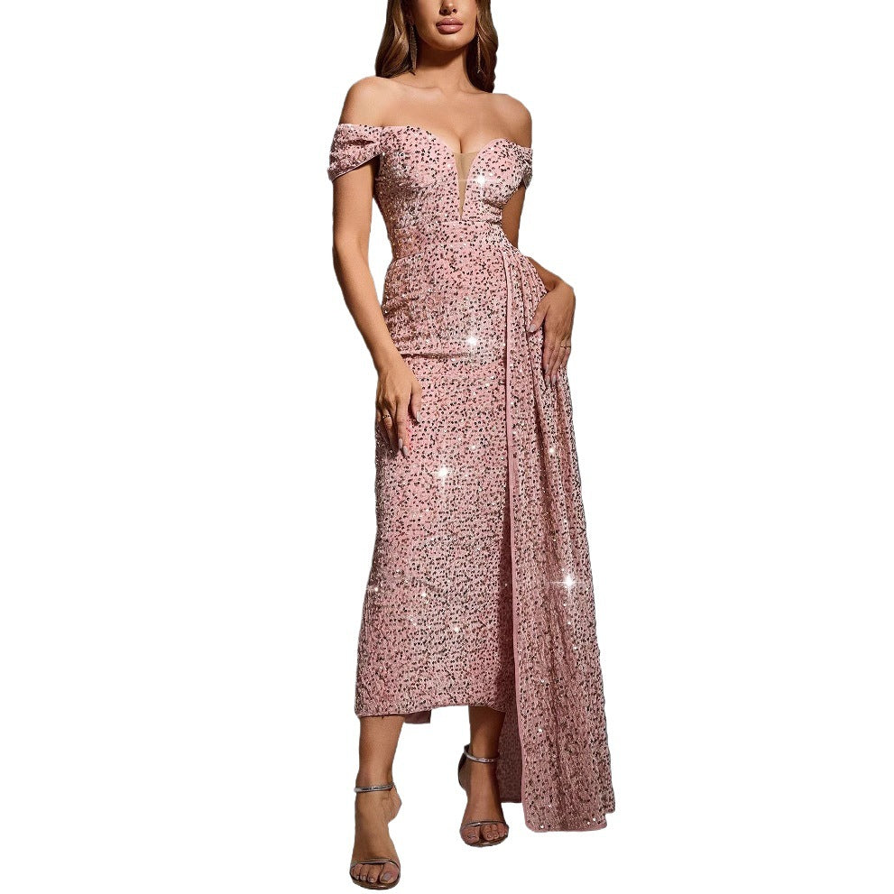 Kvinder Off-Shoulder Paillet Aftenkjole Stilla