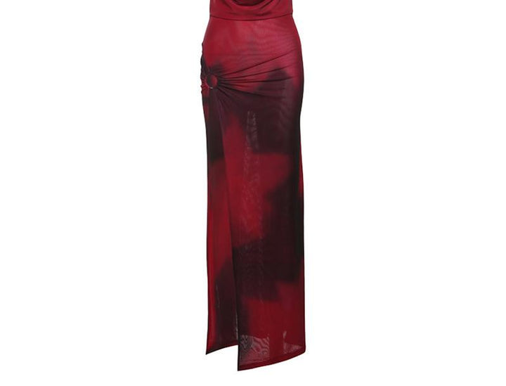 Dame Maxi-nederdel med elegante draperinger og dyb split Stilla