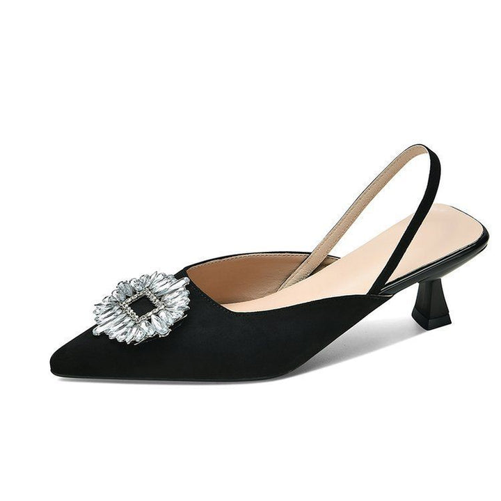 Dame Slingback-pumps med glitrende applikation Stilla