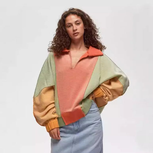 Dame moderne oversized pullover med unik farvemix Stilla