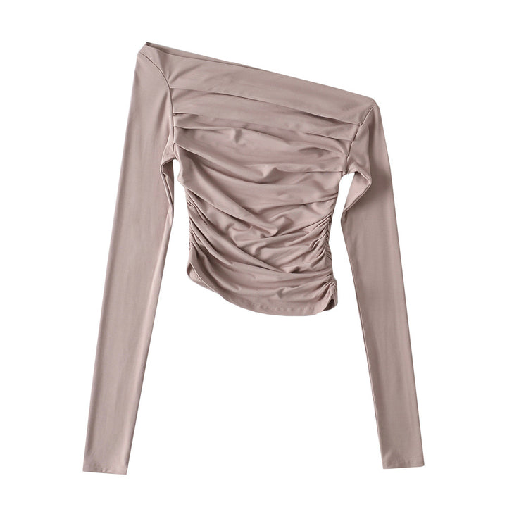 Dame asymmetrisk, ruched overdel med langærmet og elegant design Stilla