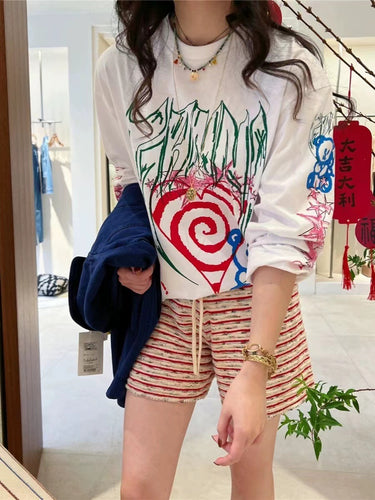 Damer afslappet longsleeve med kreativt print Stilla