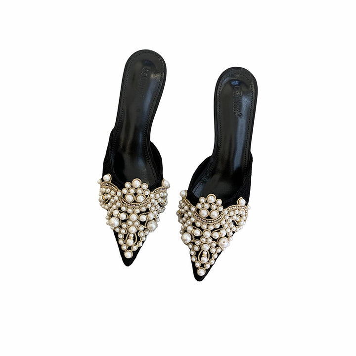 Dame elegante mules med perleudsmykning Stilla