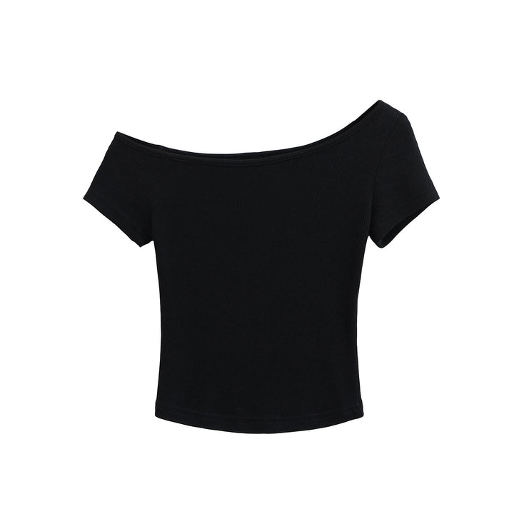 Dame afslappet top med off-shoulder design og struktureret stof Stilla